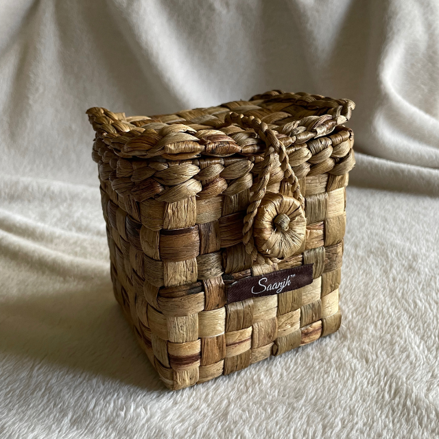 Saanjh Handwoven Cane Straw Mini Box