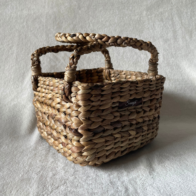 Shaded Straw Double Handle Gift Basket