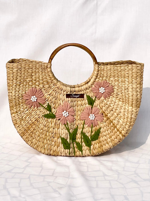 Pink Kauna Handwoven Embroidered Handbag