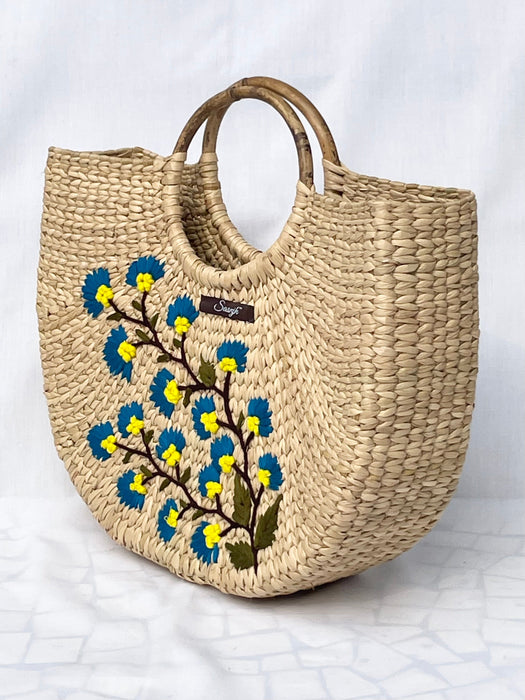 Green Handwoven Embroidered Kauna Handbag