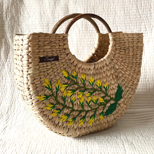 Hand-embroidered Yellow Flower Handbag