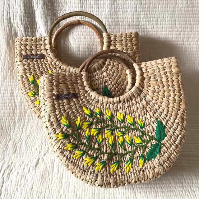 Hand-embroidered Yellow Flower Handbag