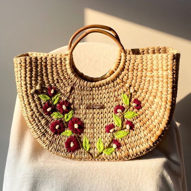 Water Reed Handwoven Embroidered Handbag