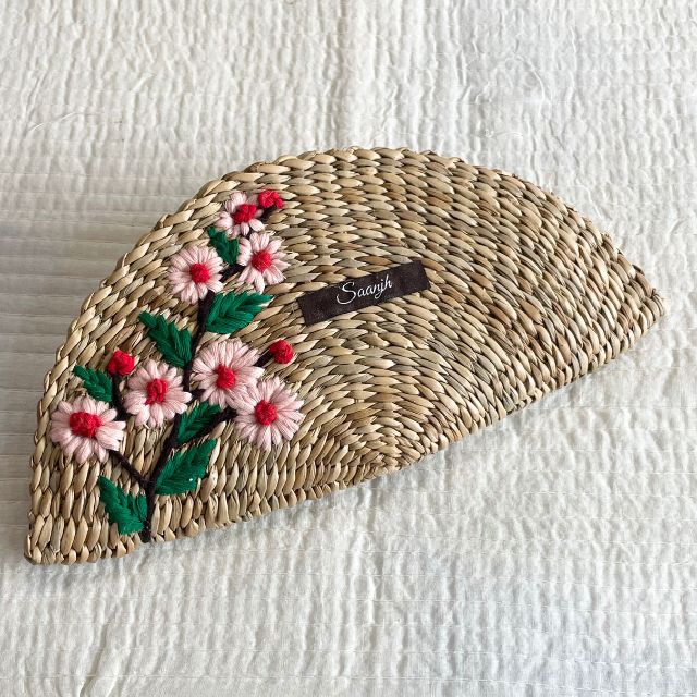 Kauna Straw Handwoven Clutch | Hand-embroidered | Saanjh Exclusive