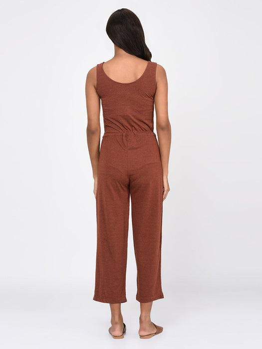 Rust Brown Sleeveless Jumpsuit for Women