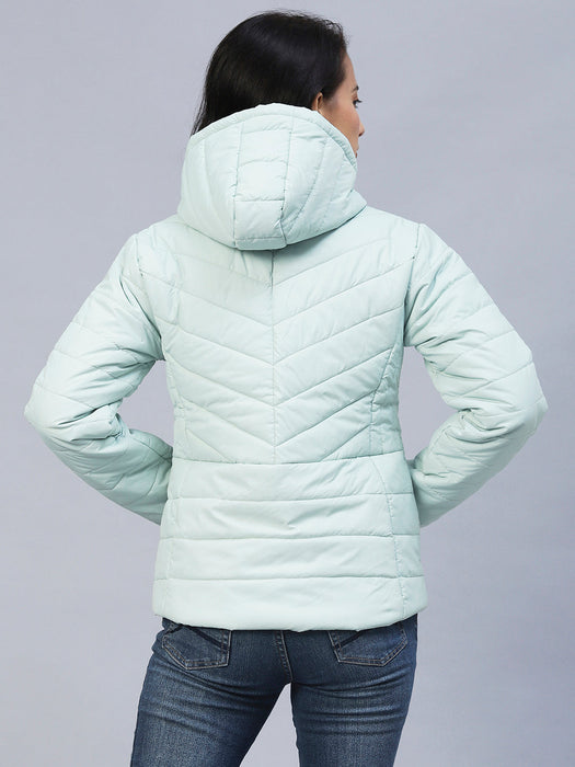 Mint Green Peplum Cut Puffer Jacket