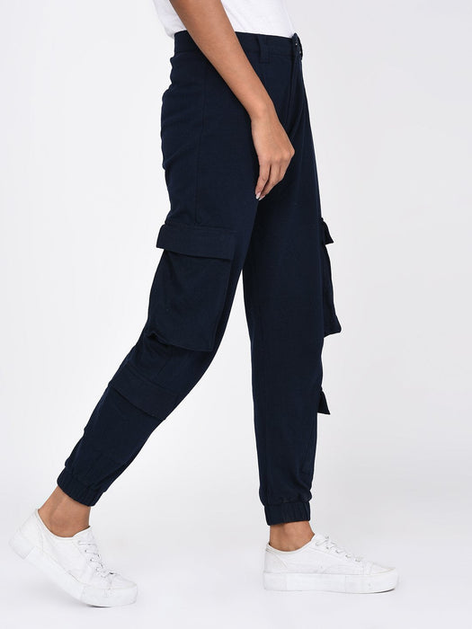 Navy Blue Cargo Pockets Jogger for Women