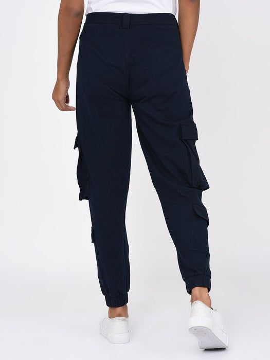 Navy Blue Cargo Pockets Jogger for Women