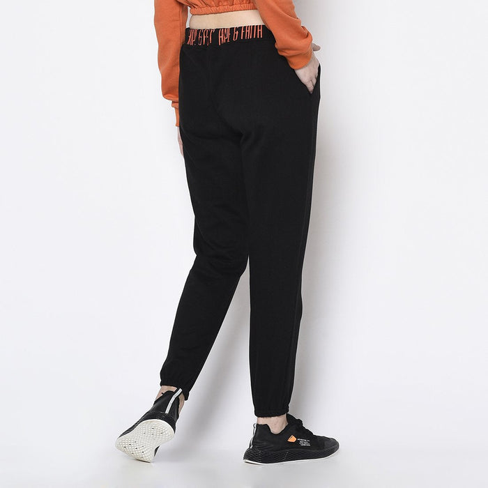 Black Printed Waist Band Cotton Fleece Jogger