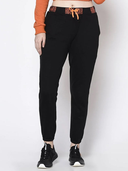 Black Printed Waist Band Cotton Fleece Jogger