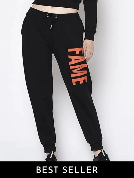 Black Printed Cotton Terry Jogger