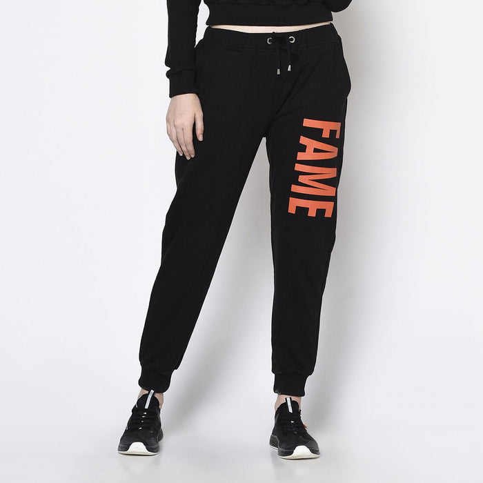 Black Printed Cotton Terry Jogger