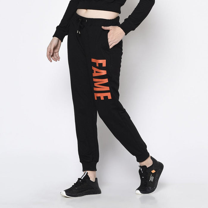 Black Printed Cotton Terry Jogger