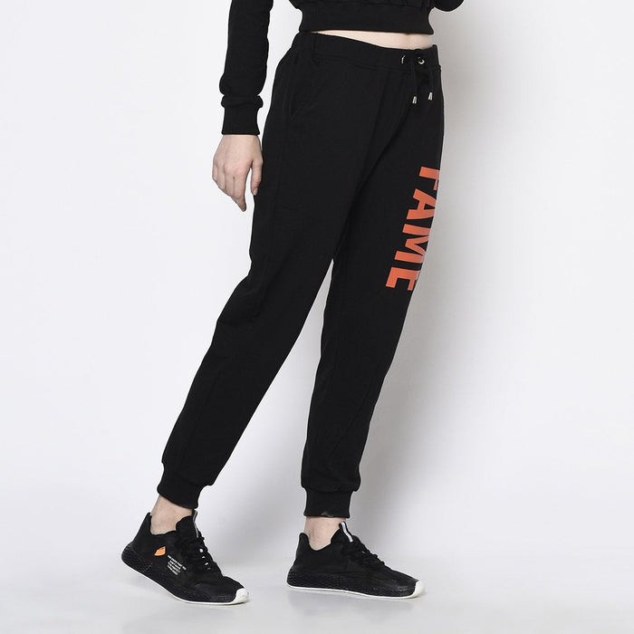 Black Printed Cotton Terry Jogger