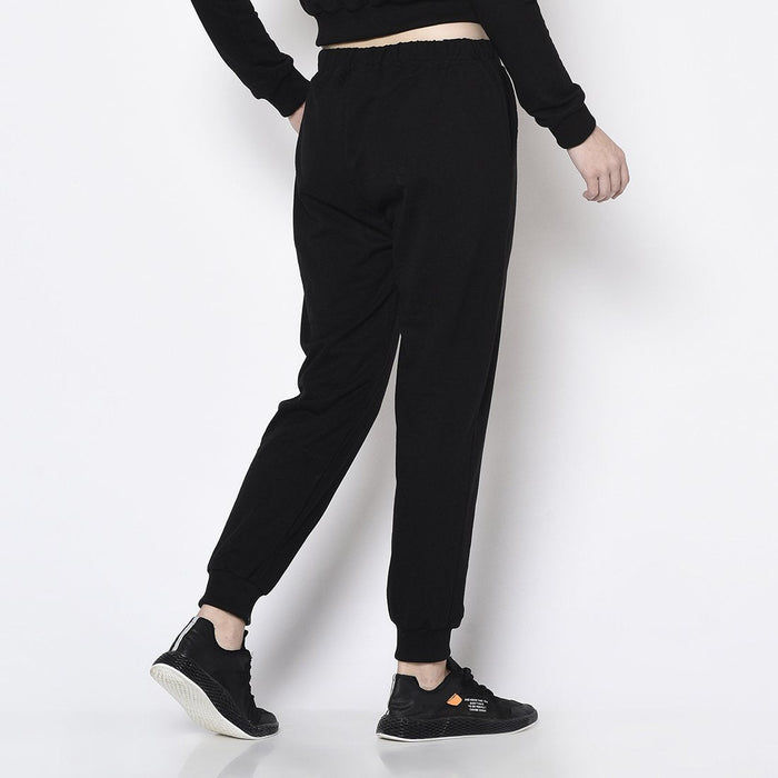 Black Printed Cotton Terry Jogger