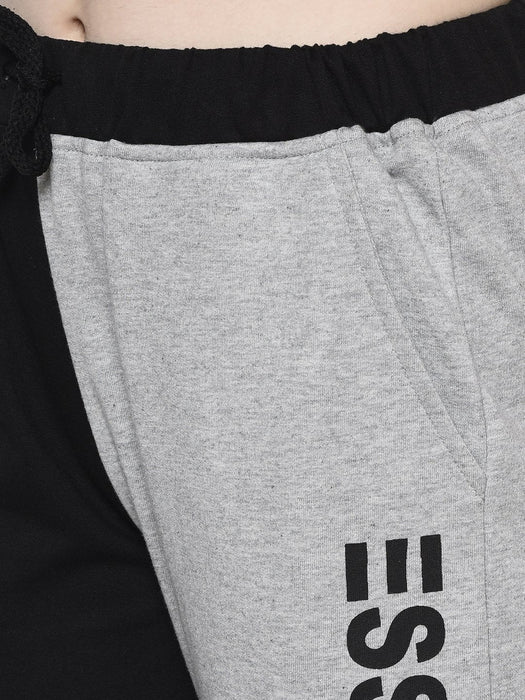 Black Grey Printed Terry Jogger