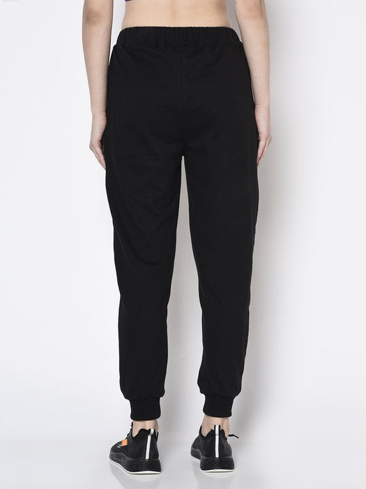 Black Zippered With Patch Pocket Terry Jogger