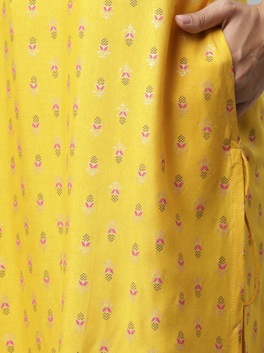 Yellow Printed Straigth Kurta