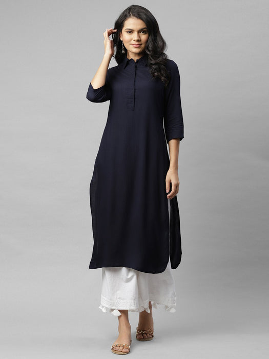 Shirt Collar With Placket Straight Kurta