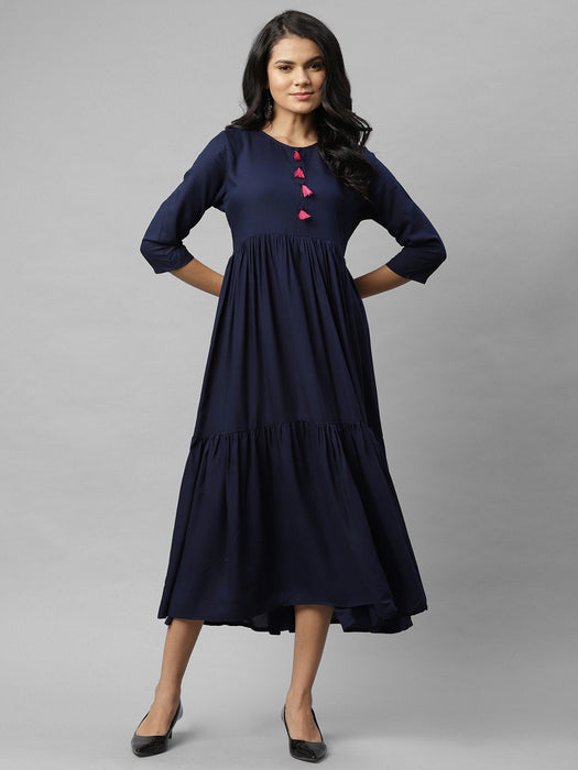 Navy Layering Flared Kurta