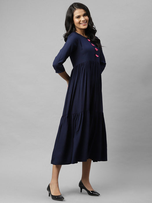 Navy Layering Flared Kurta