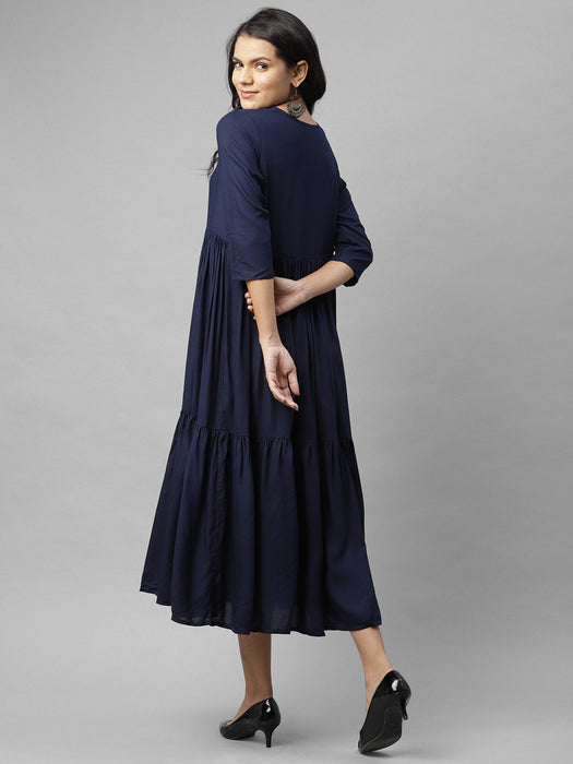 Navy Layering Flared Kurta