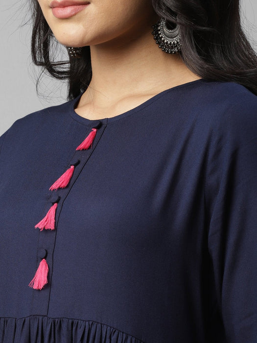 Navy Layering Flared Kurta