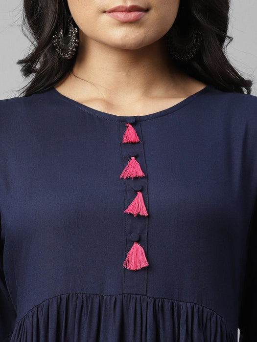 Navy Layering Flared Kurta