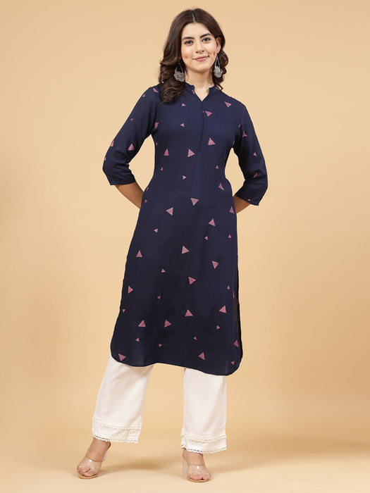 Blue Abstract Print Kurta