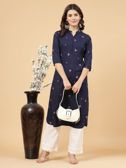 Blue Abstract Print Kurta