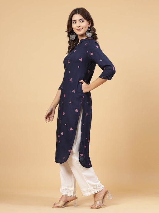 Blue Abstract Print Kurta