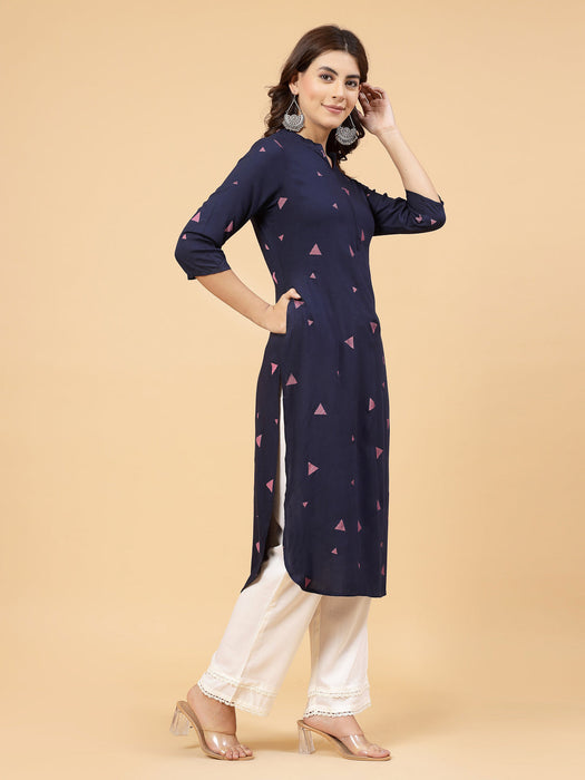 Blue Abstract Print Kurta