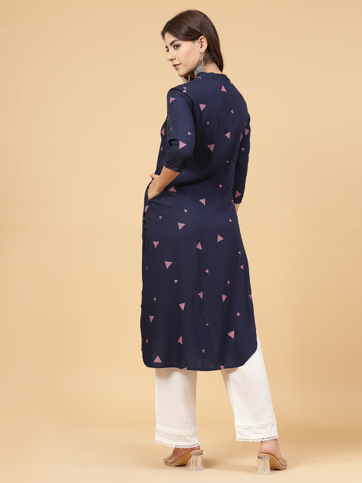 Blue Abstract Print Kurta