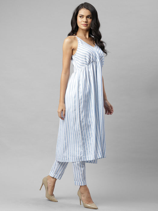 Striped Flared Plazzo Kurta Set