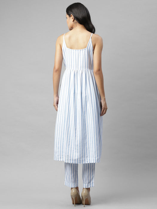 Striped Flared Plazzo Kurta Set