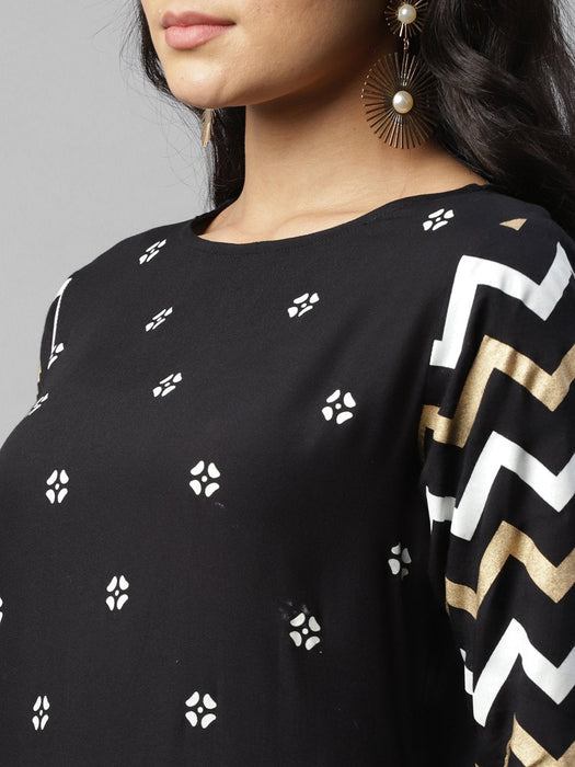 Black Printed Kurta And Palazzo Set