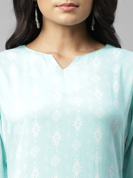 Blue Straight Palazzo Kurta Set