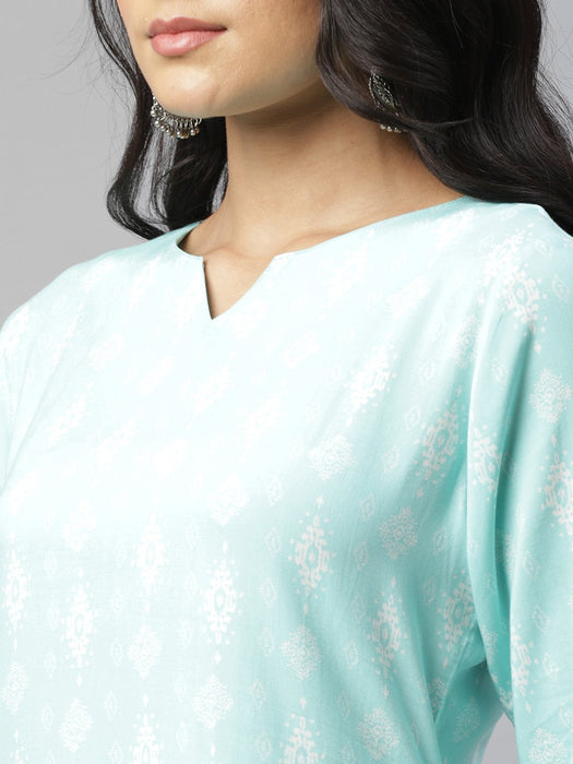 Blue Straight Palazzo Kurta Set