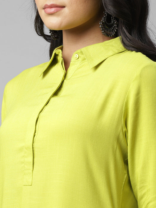 Shirt Collar With Placket Straight Kurta