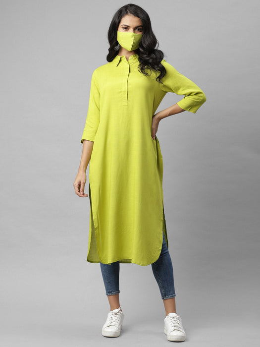 Shirt Collar With Placket Straight Kurta