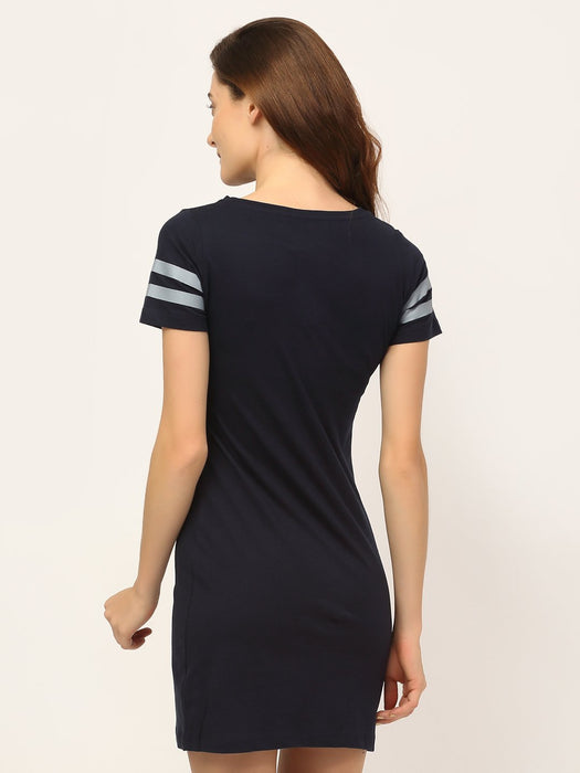 Navy Slogan Print Night Dress