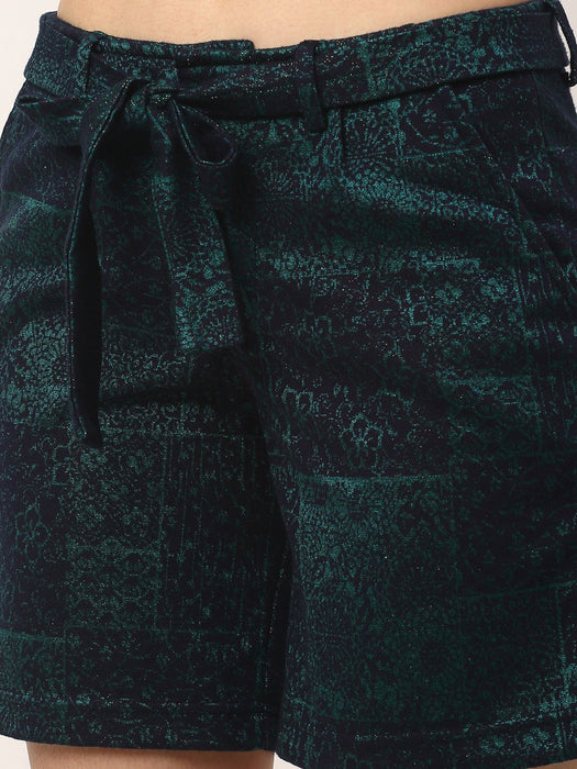 Green And Blue Texture Shorts