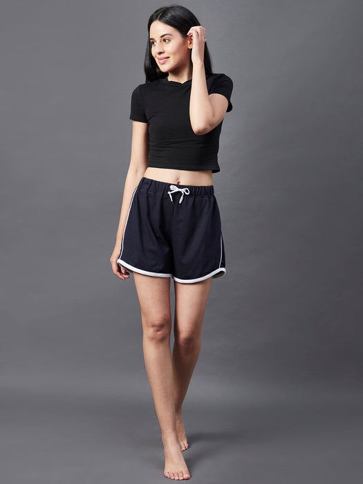 Mid Rise Contrast Detail Shorts