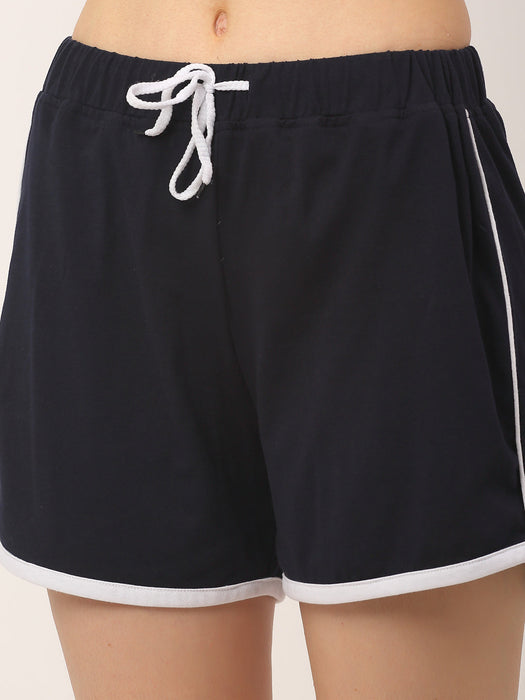 Mid Rise Contrast Detail Shorts