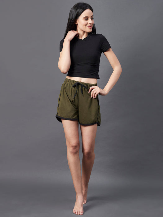 Mid Rise Contrast Detail Shorts