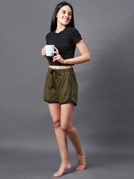 Mid Rise Contrast Detail Shorts