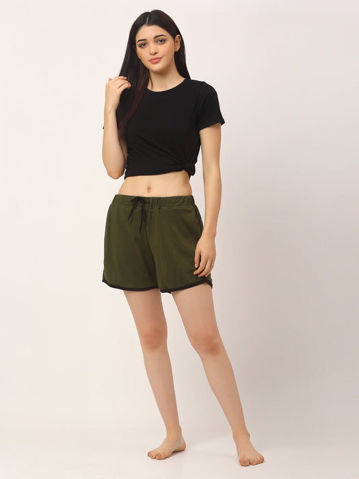 Mid Rise Contrast Detail Shorts