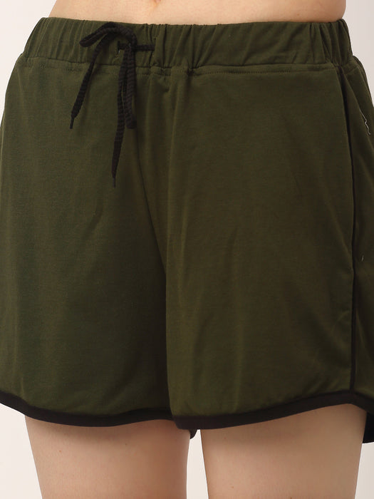 Mid Rise Contrast Detail Shorts