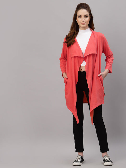 Waterfall Collar Front Open Long Shrug