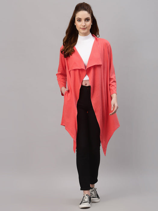 Waterfall Collar Front Open Long Shrug